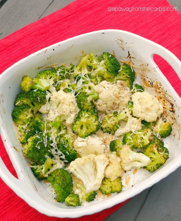Low Carb Broccoli and Cauliflower Side Dish - roasted to perfection with Parmesan!