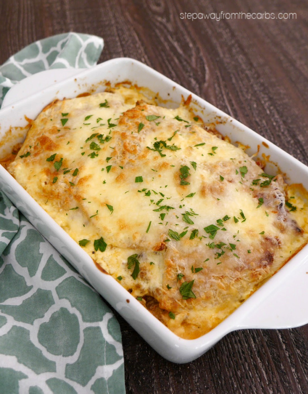 Low Carb Lasagna - a delicious entree that uses low carb tortillas instead of pasta!