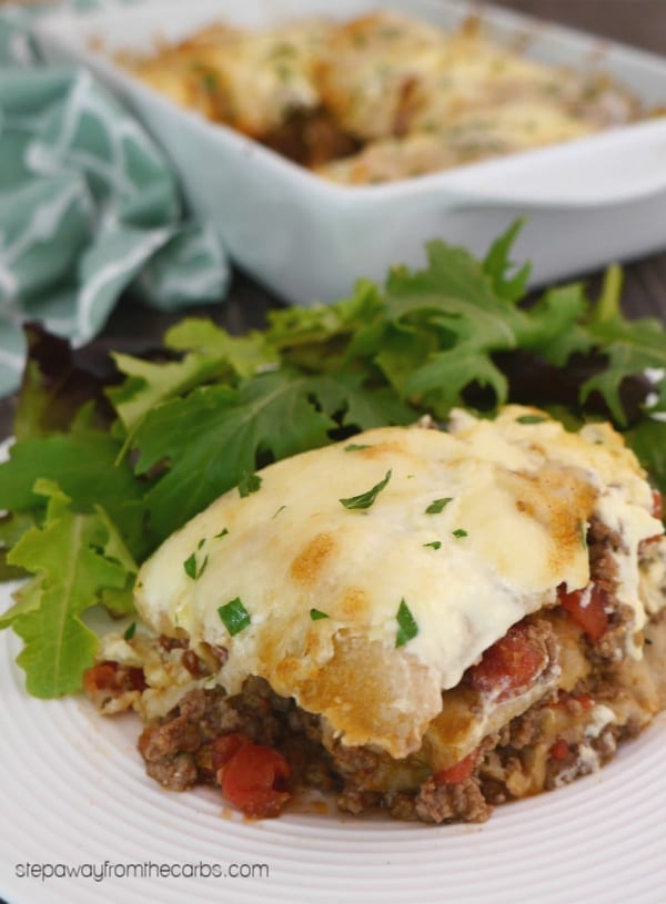 Low Carb Lasagna - a delicious entree that uses low carb tortillas instead of pasta!