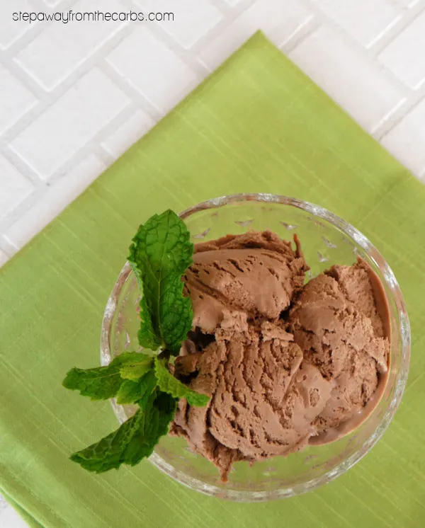 Low Carb Mint Chocolate Ice Cream - a soft scoop recipe that is sugar free, LCHF, and keto friendly