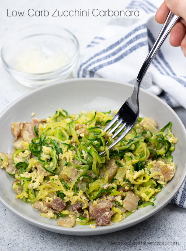 Low Carb Zucchini Carbonara - a wonderful version of the Italian classic! Gluten free and LCHF recipe with video tutorial!