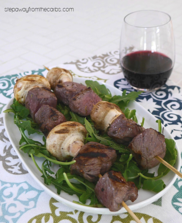 Red Wine Marinated Beef Skewers - great for low carb and keto grilling!