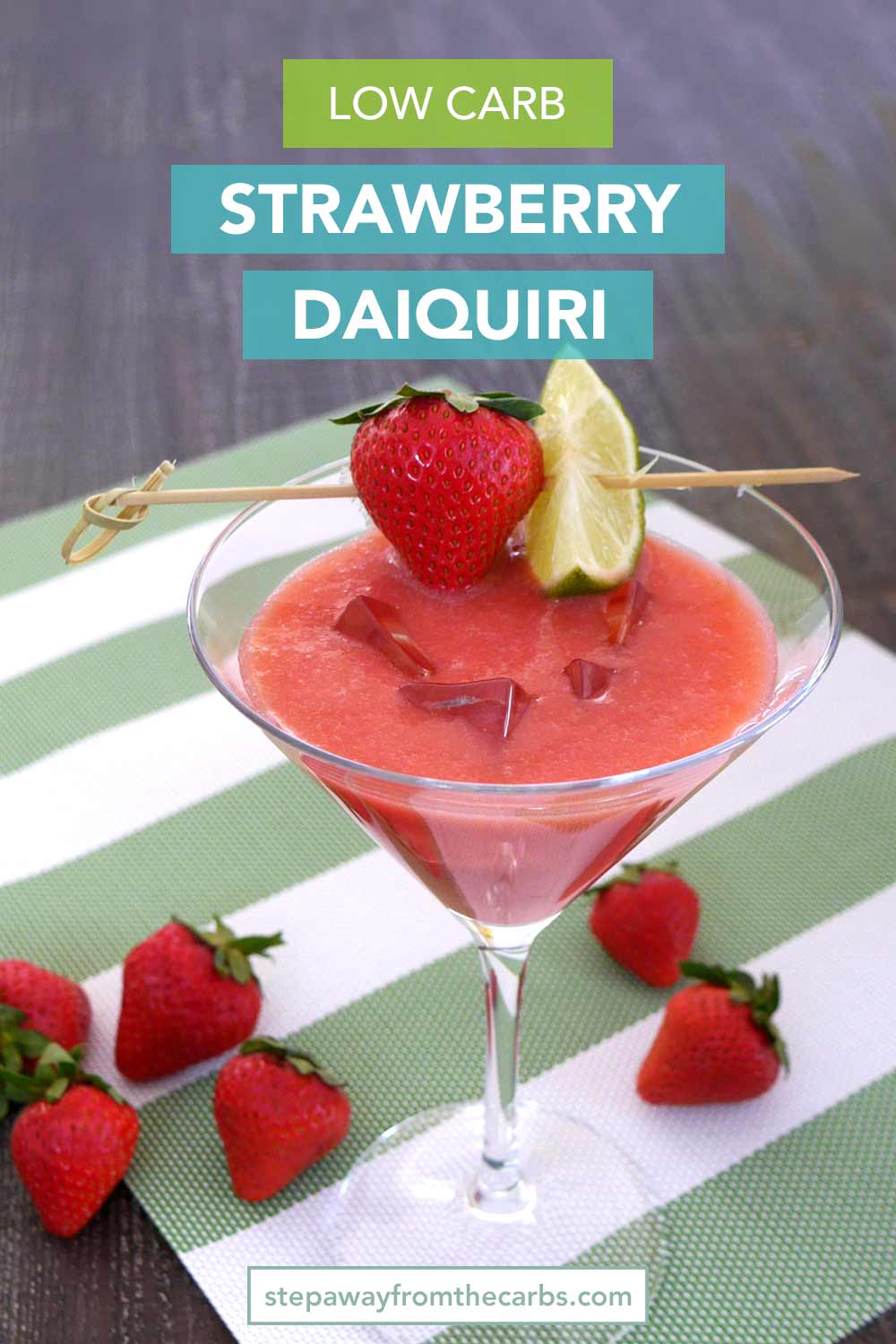 Low Carb Strawberry Daiquiri - a fruity and refreshing sugar-free cocktail