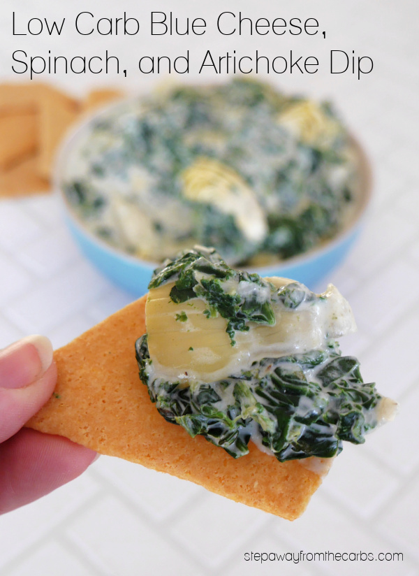 Low Carb Blue Cheese, Spinach, and Artichoke Dip - serve it hot or cold!