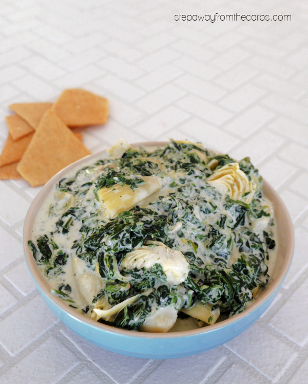 Low Carb Blue Cheese, Spinach, and Artichoke Dip - serve it hot or cold!