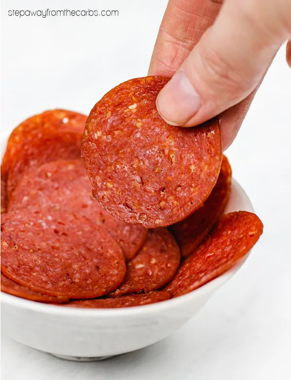 Microwave Pepperoni Chips - super easy low carb snack with recipe video tutorial