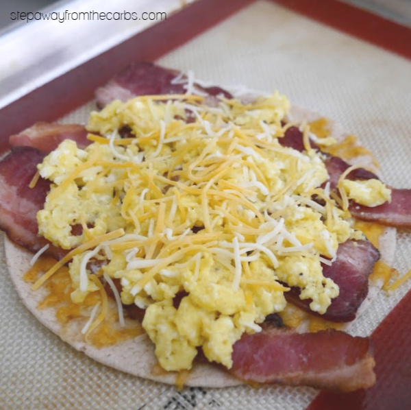 Low Carb Egg and Bacon Quesadilla - a fun brunch or lunch recipe!