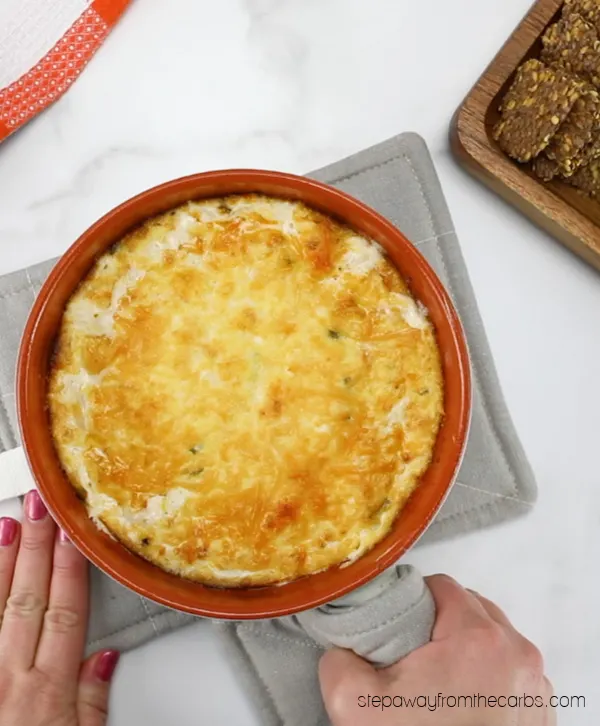 Low Carb Hot Crab Dip - rich, creamy and indulgent! LCHF and keto recipe with video tutorial.