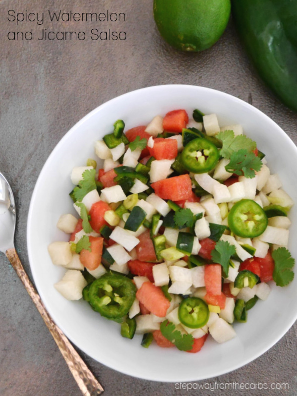 Spicy Watermelon and Jicama Salsa - a refreshing low carb recipe 