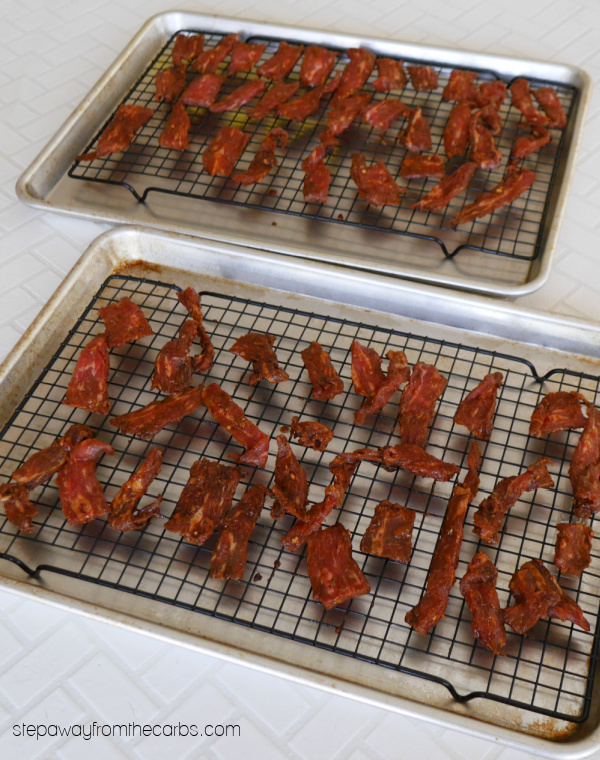 Homemade Chipotle Beef Jerky - made in the oven! Low carb and sugar free recipe.