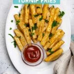 Low Carb Turnip Fries Pinterest graphic