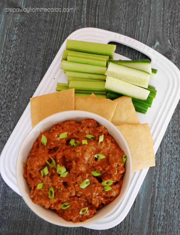 Low Carb Beef Enchilada Dip - perfect for a crowd! Low carb and keto slow cooker recipe.