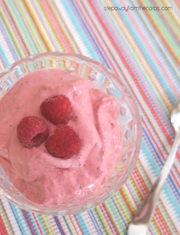 Instant Raspberry Ice Cream - low carb and sugar free recipe, just two ingredients!