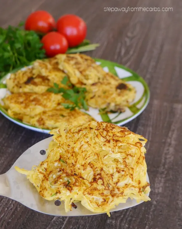 Spaghetti Squash Fritters - a delicious low carb side dish recipe!