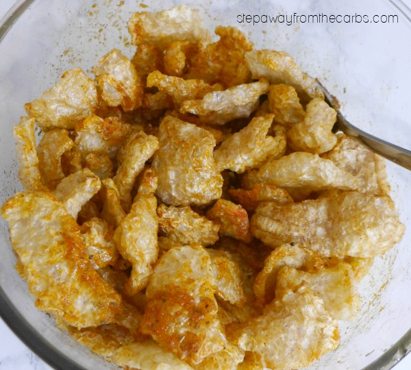 BBQ Pork Rinds - a zero carb tasty snack! Keto, sugar free, and LCHF recipe. 