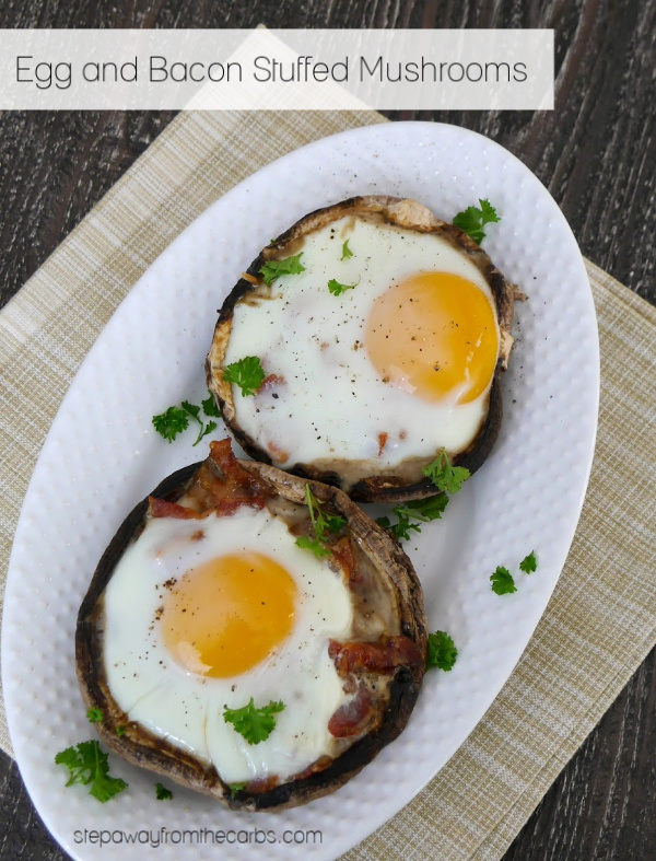 Egg and Bacon Stuffed Mushrooms - amazing low carb breakfast, brunch, or lunch!!