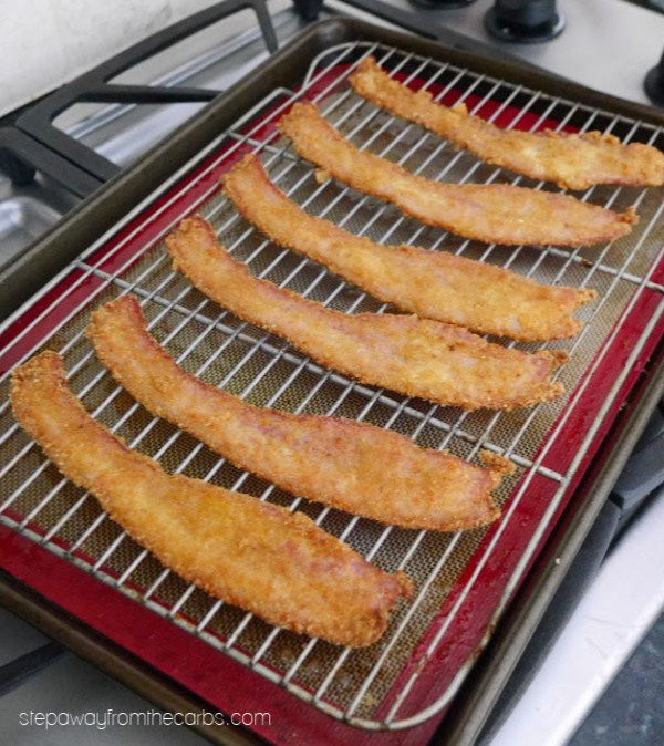 Pork Rind Crusted Bacon - zero carb, LCHF, keto, and gluten free snack!