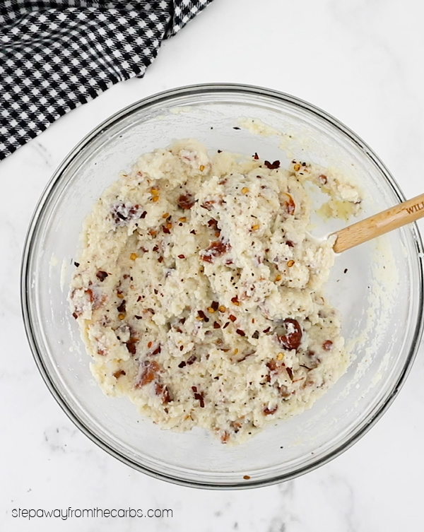 Baked Ricotta Dip with Bacon and Sun Dried Tomatoes - a decadent low carb, keto, and LCHF appetizer recipe.