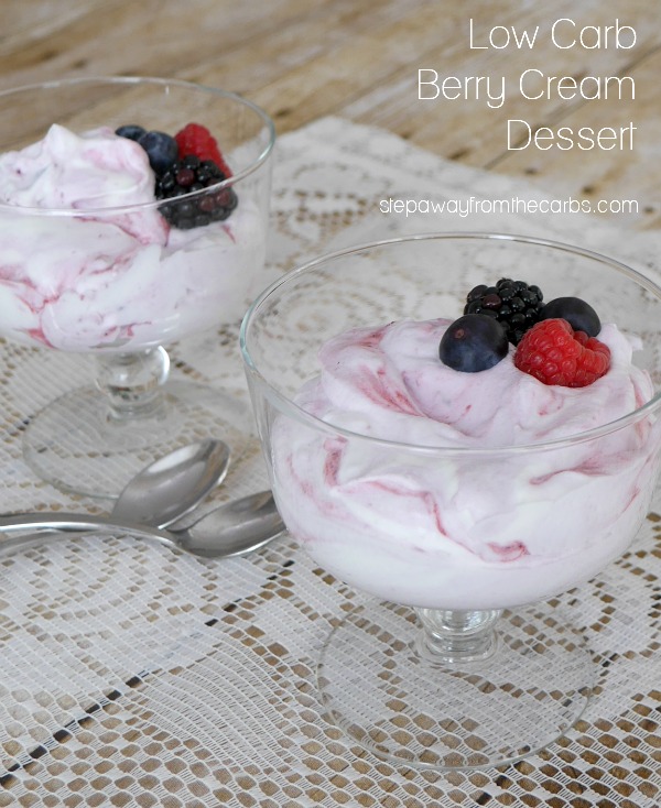 Low Carb Berry Cream Dessert - a delicious fruity treat! LCHF and sugar free recipe.