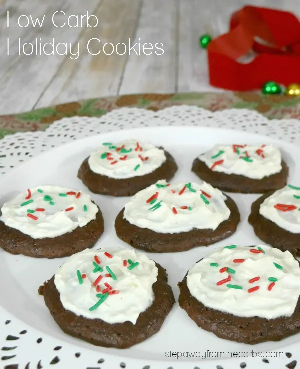 Low Carb Holiday Cookies - a fun festive treat! Gluten free and keto friendly recipe. 