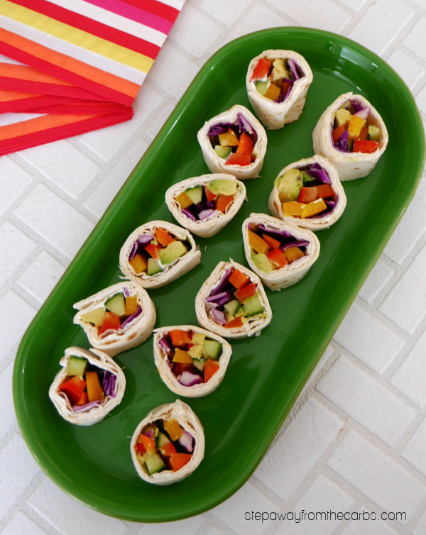 Low Carb Rainbow Veggie Wraps - a colorful appetizer or snack