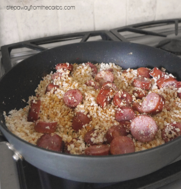 Sausage and Cauliflower Rice Pilaf - a delicious low carb and keto recipe
