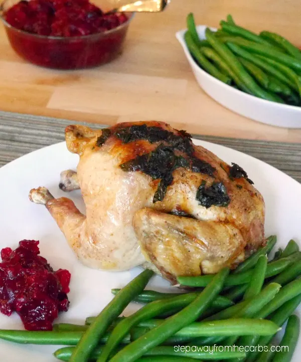 Cornish Hens with Low Carb Cranberry Sauce - perfect for the holidays!