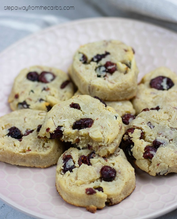 Low Carb Cranberry Almond Cookies - perfect for the festive season! Gluten free, keto, sugar free and dairy free recipe