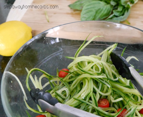 Butter Poached Salmon with Cucumber Noodles - a delicious low carb entree recipe