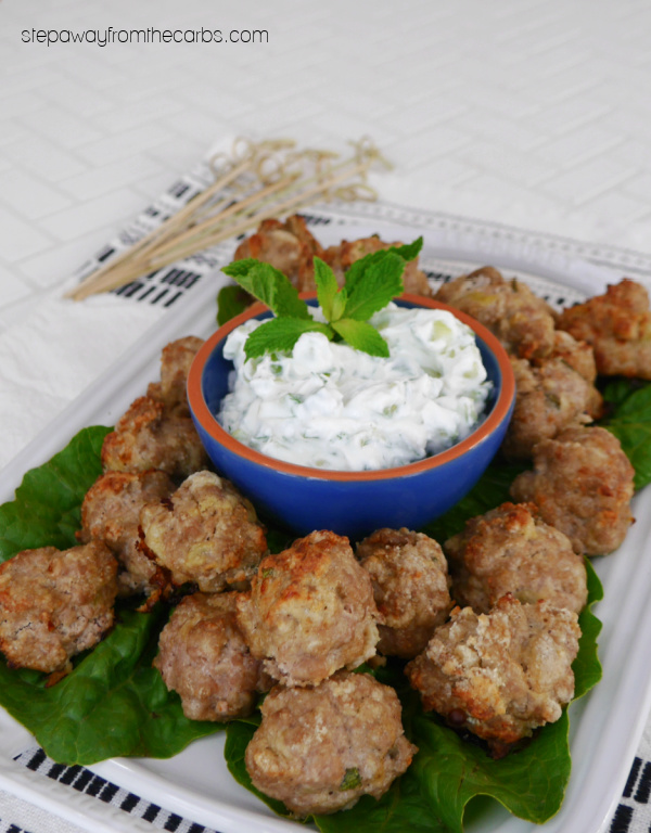 Low Carb Lamb and Eggplant Meatballs with cumin and mint. Serve as an appetizer or snack!
