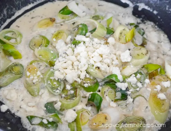 Leeks with Blue Cheese Sauce - a creamy low carb and LCHF side dish recipe