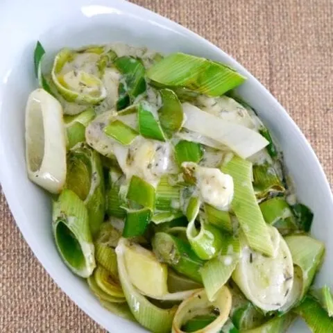 Leeks with Blue Cheese Sauce