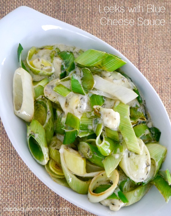 Leeks with Blue Cheese Sauce - a creamy low carb and LCHF side dish recipe