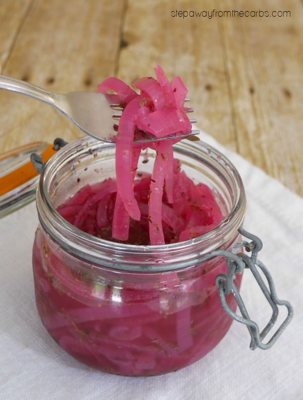 Mediterranean Marinated Red Onions - a herby low carb condiment