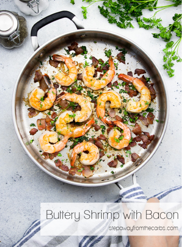 Buttery Shrimp with Bacon - three ingredient low carb recipe. With video tutorial!