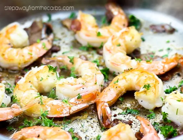 Buttery Shrimp with Bacon - three ingredient low carb recipe. With video tutorial!