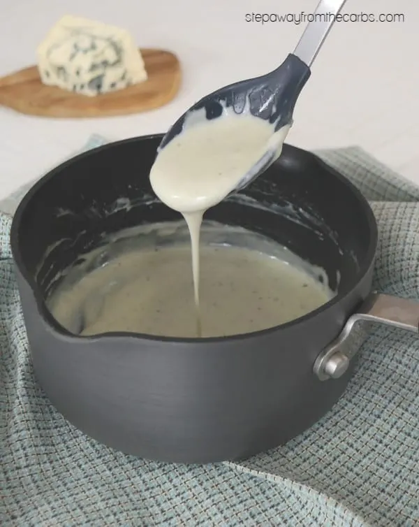 Low Carb Blue Cheese Sauce - easy two ingredient recipe. LCHF and keto friendly.
