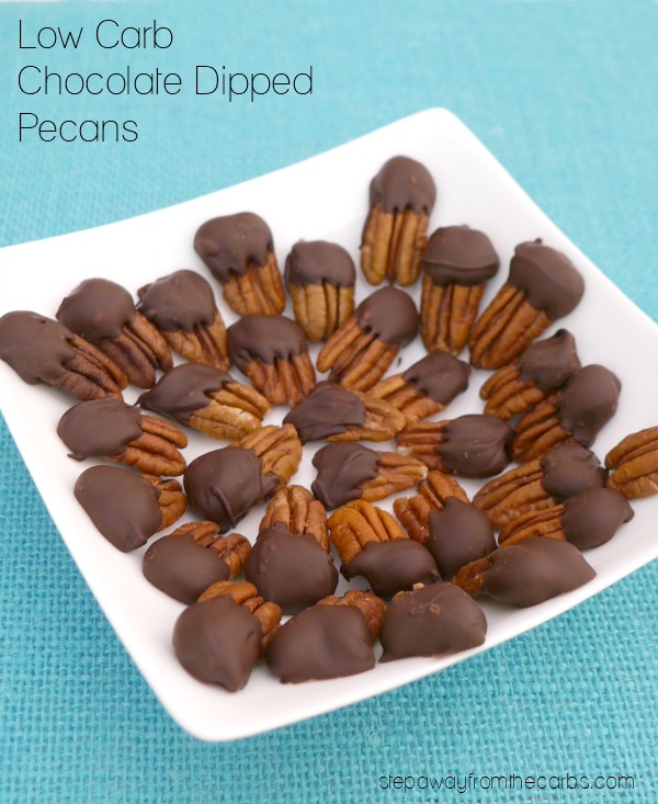 Low Carb Chocolate Dipped Pecans - a keto and sugar free treat or sweet snack!