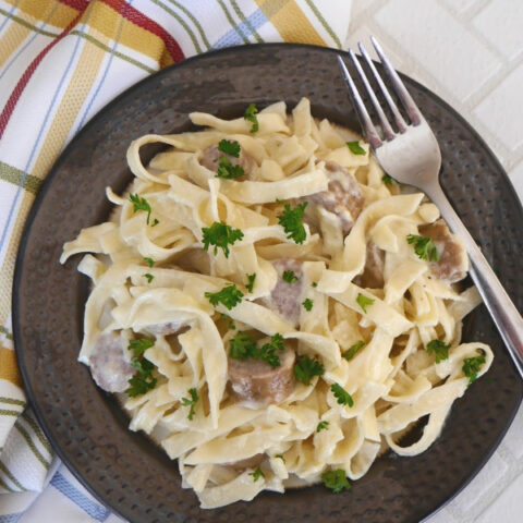 Low Carb Sausage Alfredo with Fettucine