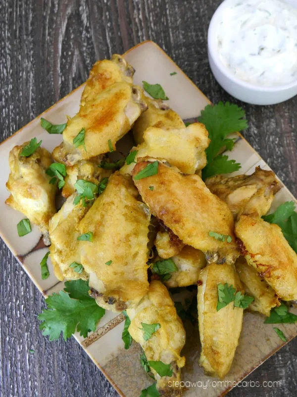 Marinated Indian Chicken Wings - a delicious low carb appetizer. Dairy free and keto recipe.