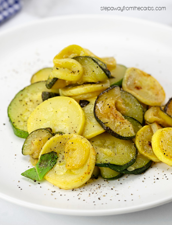 Sautéed Zucchini and Yellow Squash with Lemon and Basil - low carb side dish recipe