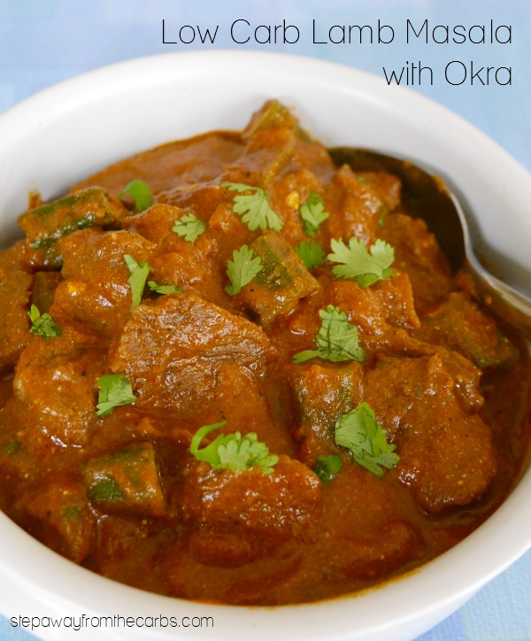 Low Carb Lamb Masala with Okra - a tasty Indian curry recipe! Keto and gluten free.