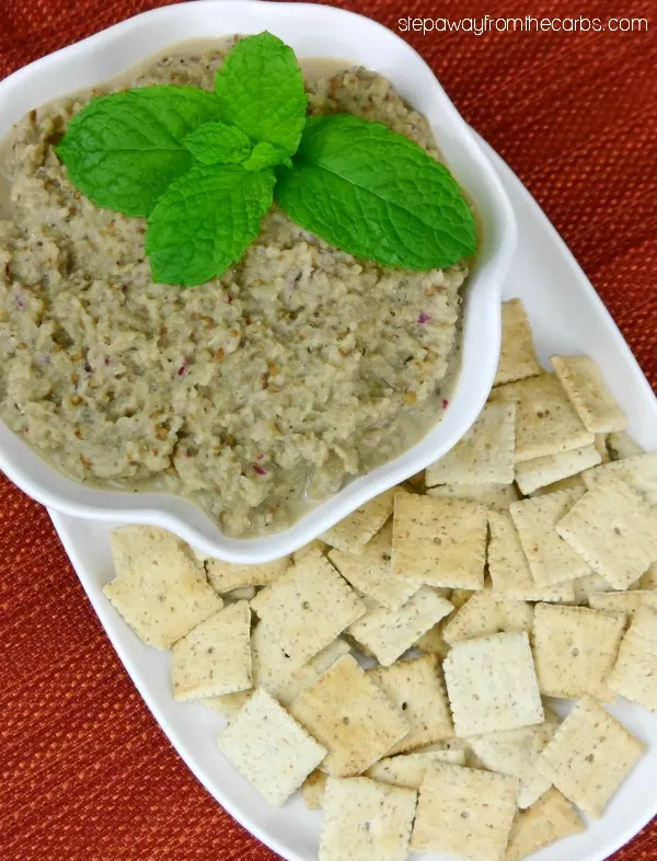 Low Carb Roasted Eggplant Dip - with fantastic Middle Eastern flavors!