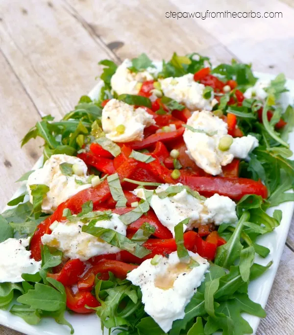 Roasted Red Pepper and Buffalo Mozzarella Salad - low carb and keto recipe