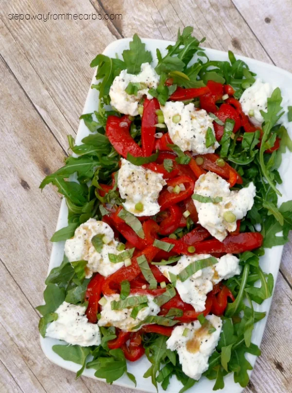 Roasted Red Pepper and Buffalo Mozzarella Salad - low carb and keto recipe