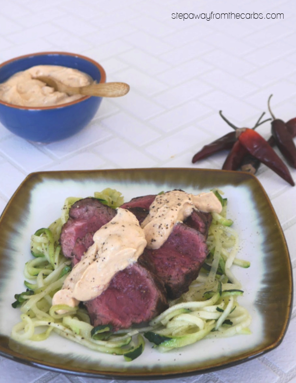 Steak with Creamy Chipotle Sauce and Zoodles - a deliciously spicy low carb recipe!