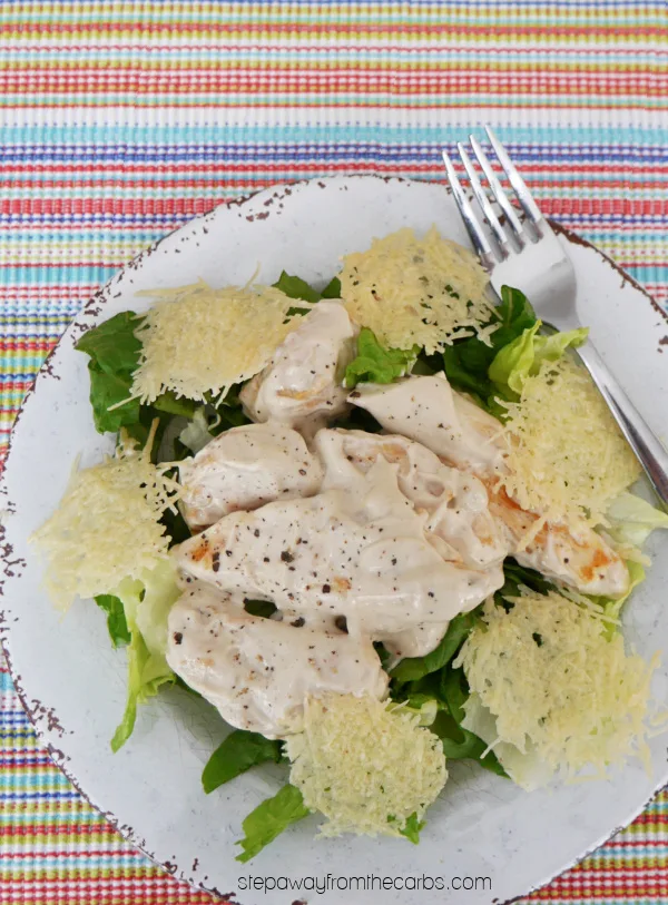 Low Carb Chicken Caesar Salad with Parmesan Crisps - keto and gluten free recipe
