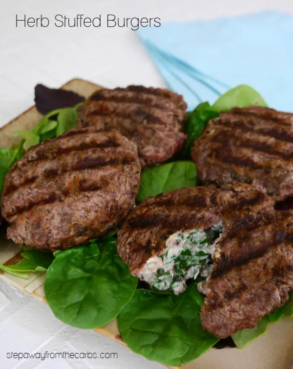 Herb Stuffed Burgers - an easy low carb, keto, and gluten free recipe