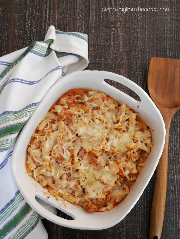 Low Carb Pasta Bake with Chicken - made with shirataki penne! 