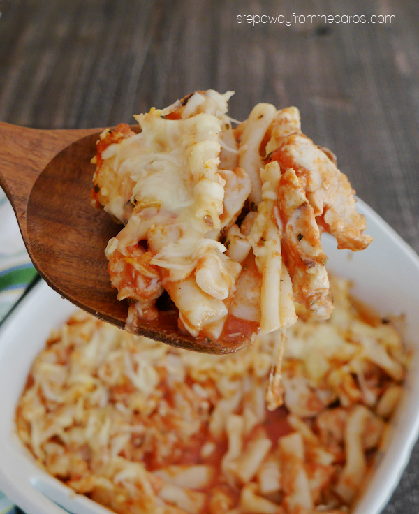 Low Carb Pasta Bake with Chicken - made with shirataki penne! 